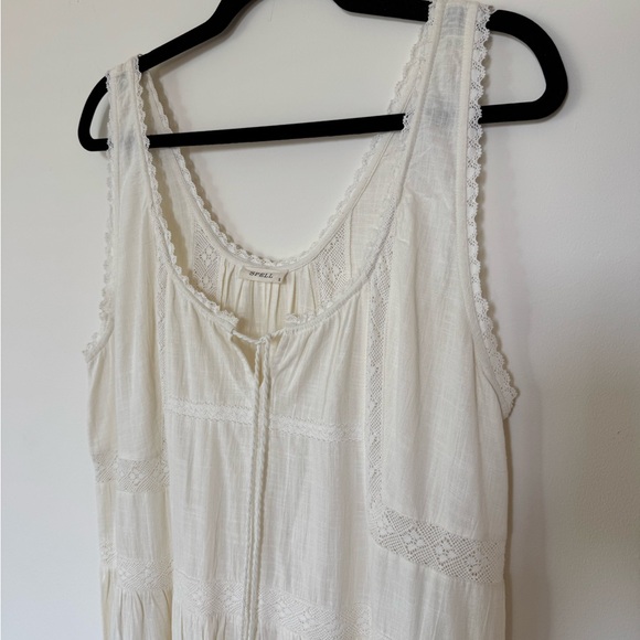 Elegant Cream Linen Sleeveless Dress - Picture 5 of 10